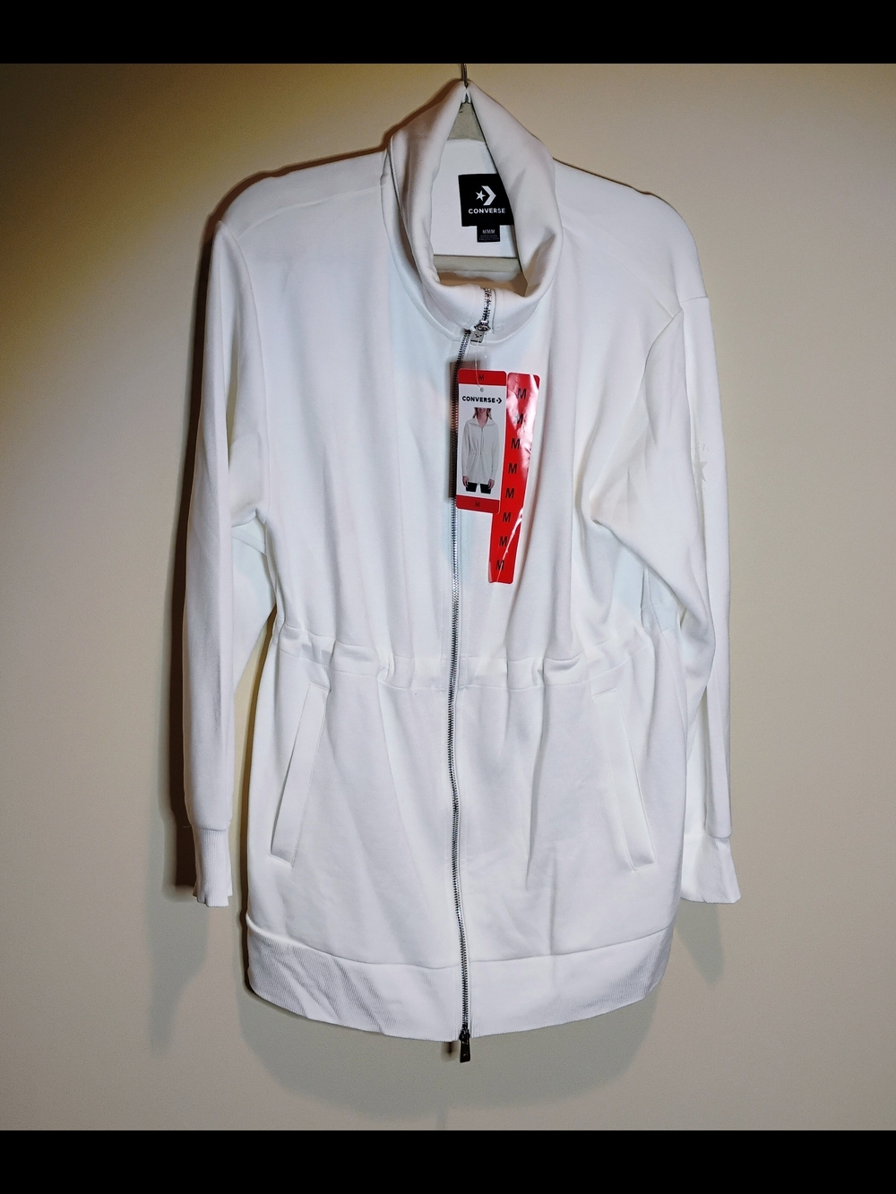 Converse Women's Anorak White Zip-Front Jacket M